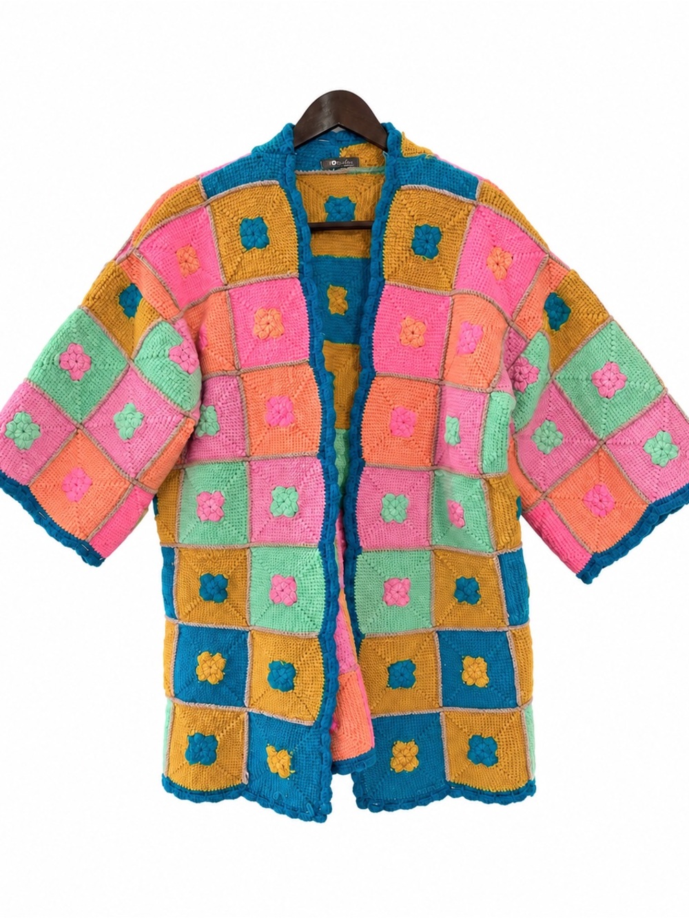 NEW!!! Honeybea Handmade Traveller's Crochet Afghan Cardigan Sweater Coat